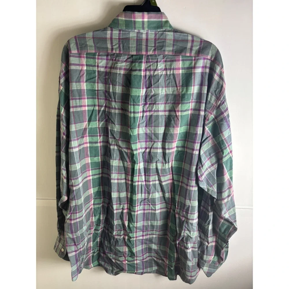 Polo Ralph Lauren Blaire Mens XL Green Purple Plaid Cotton Button Down Shirt A23